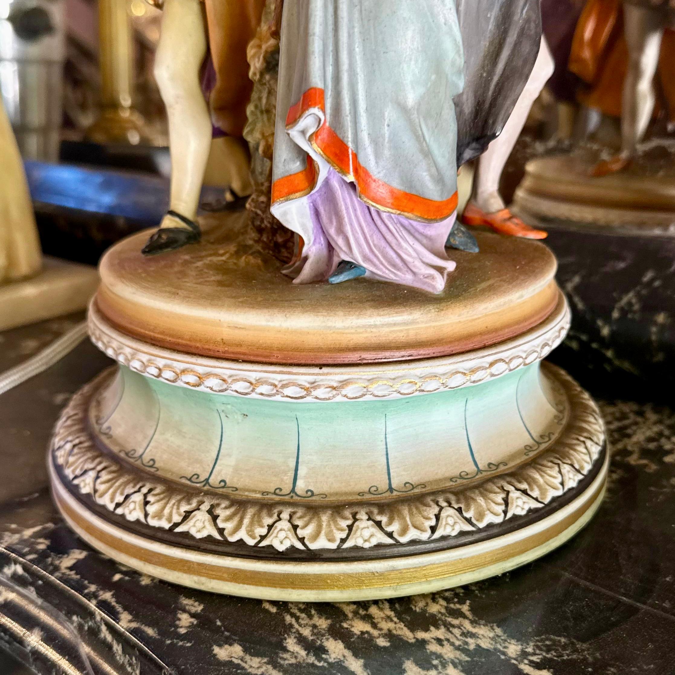 Capodimonte Figurine Lamp with Rococo Courtiers