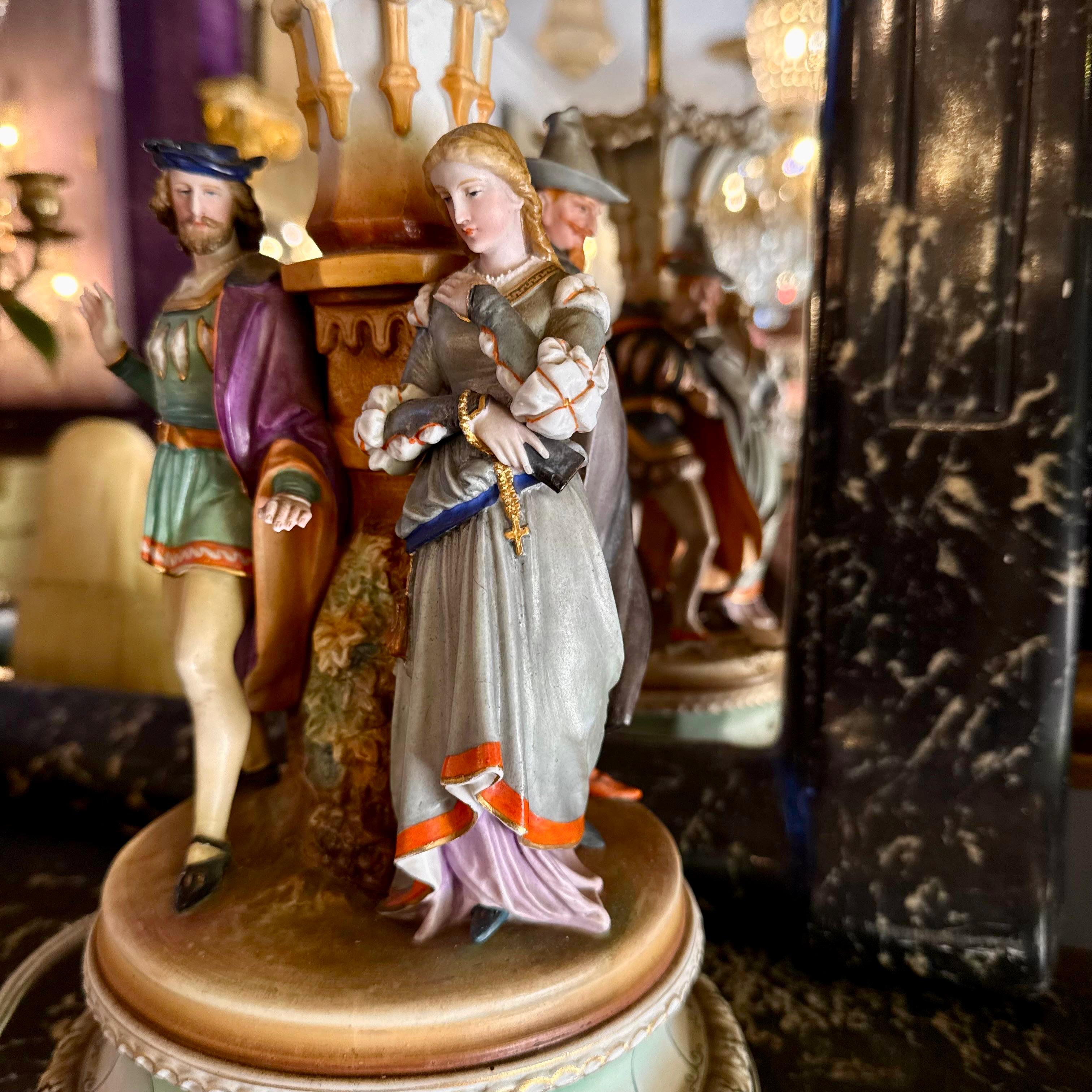 Capodimonte Figurine Lamp with Rococo Courtiers