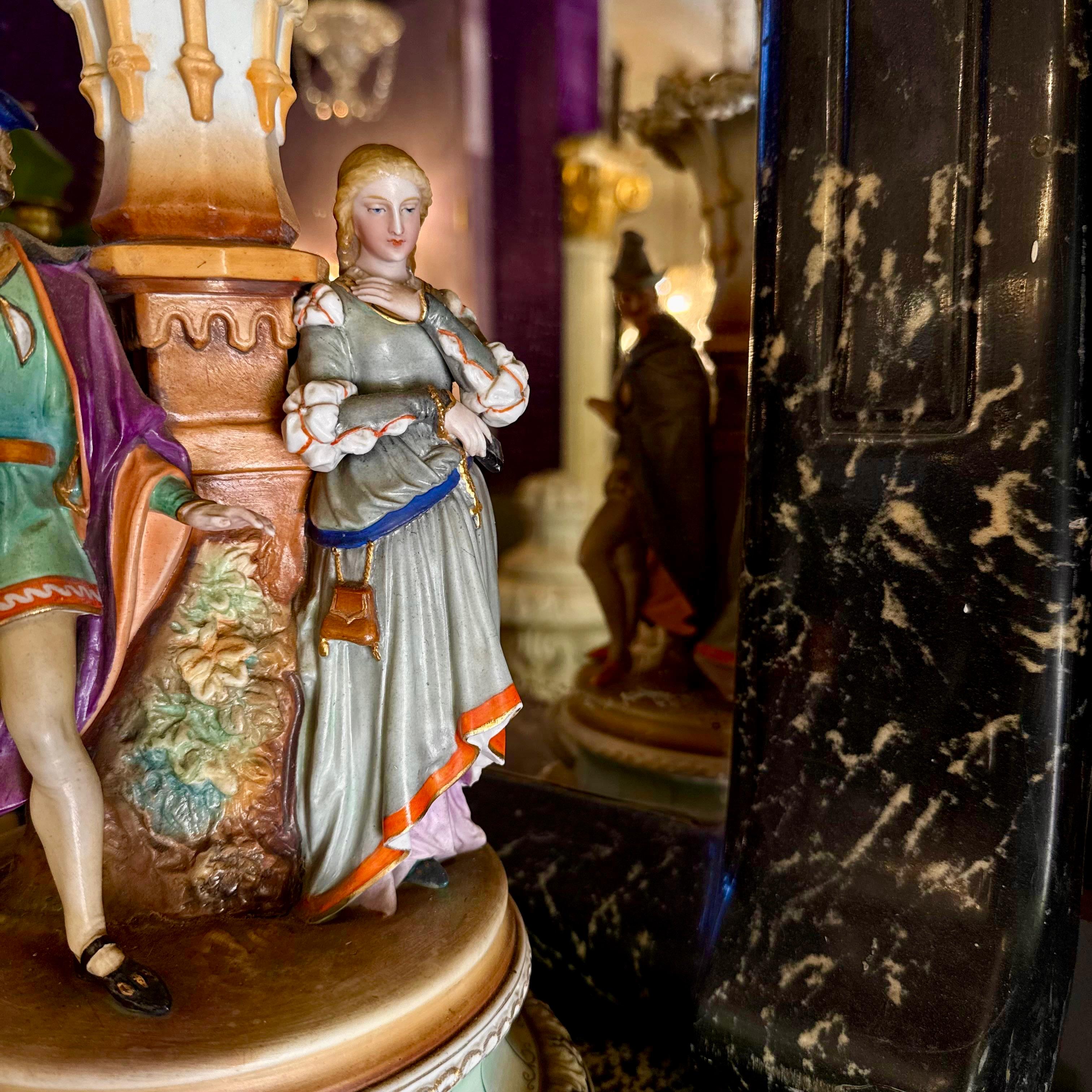 Capodimonte Figurine Lamp with Rococo Courtiers