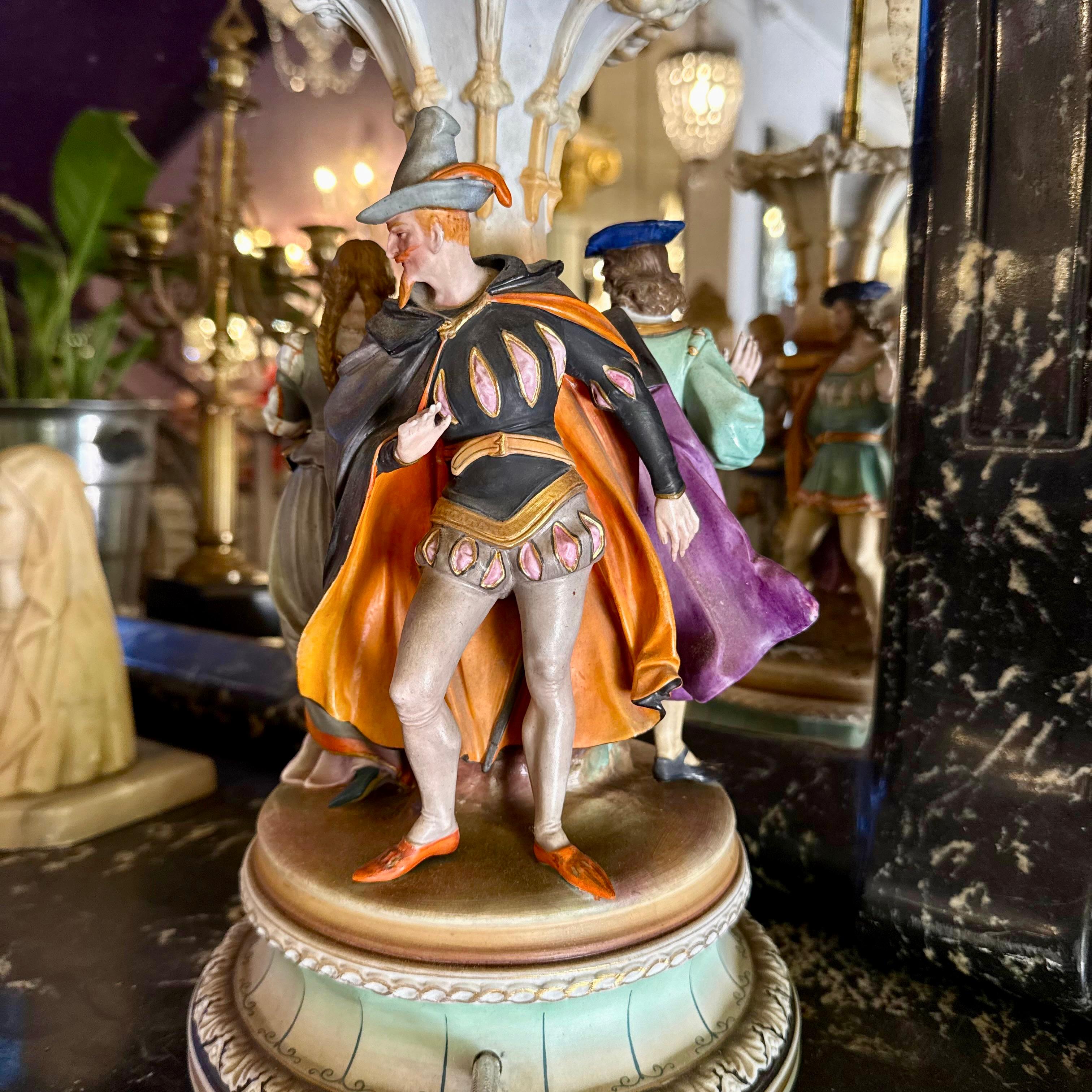 Capodimonte Figurine Lamp with Rococo Courtiers