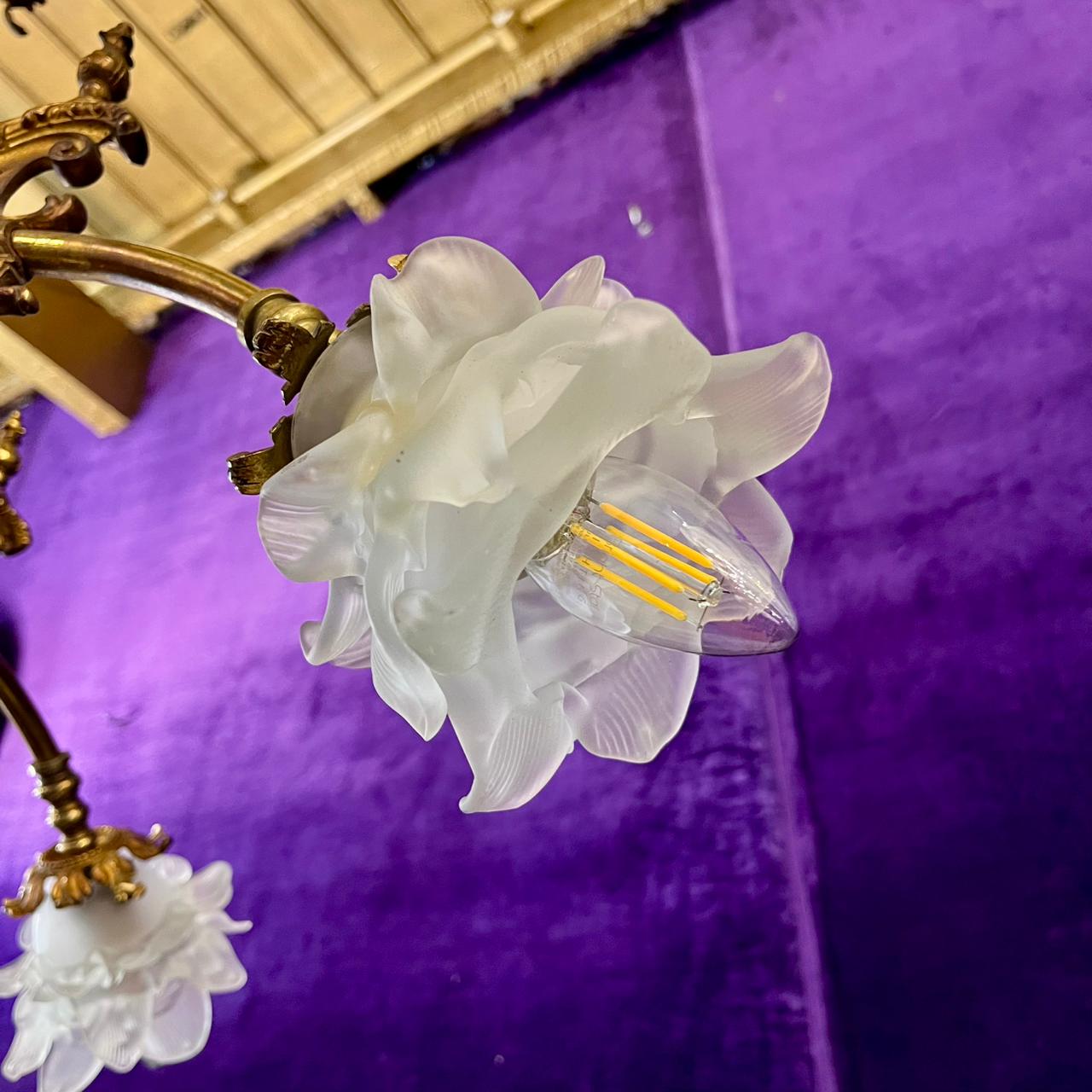 Large French Rococo Revival Chandelier in Gilded Brass, c.1900