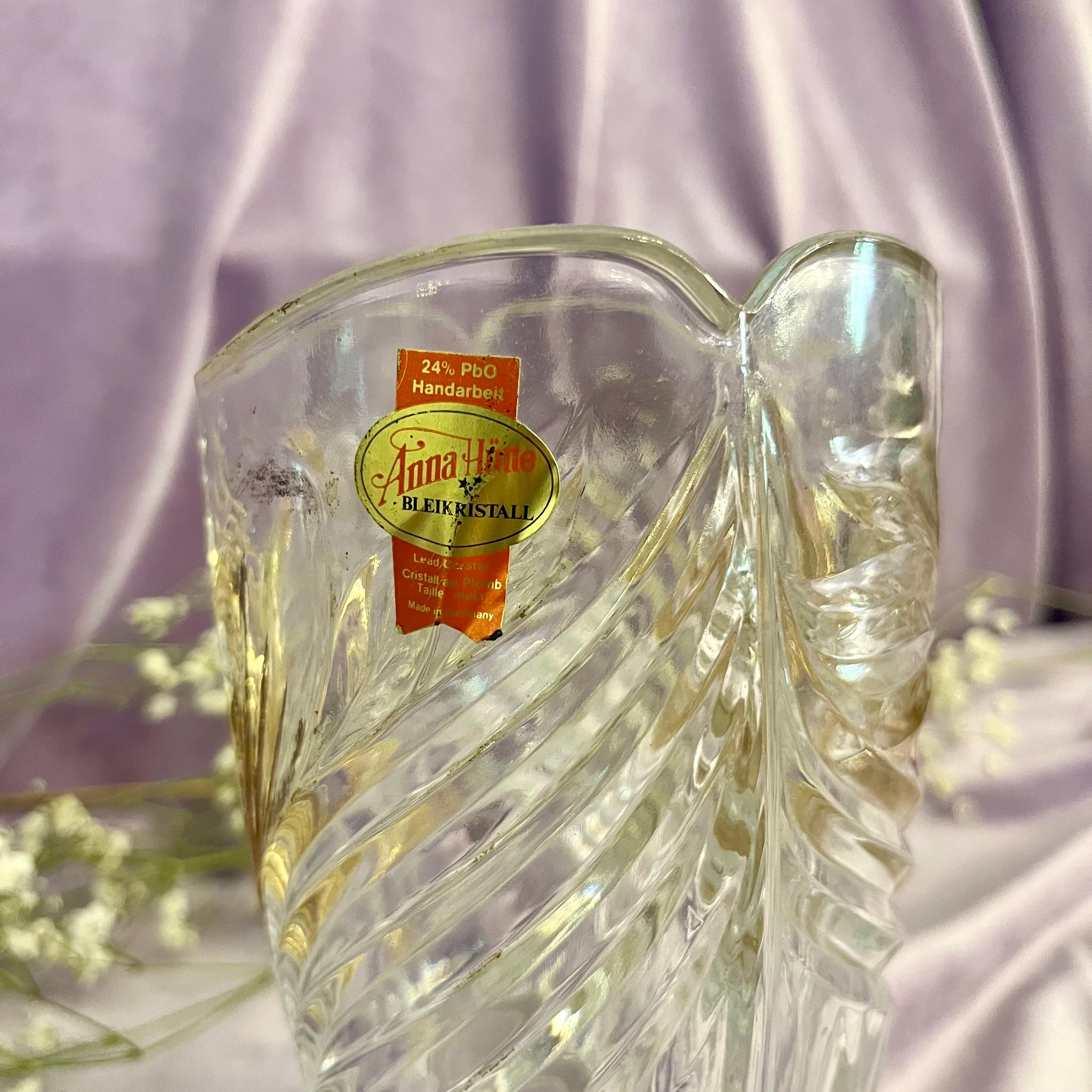 Bohemian Cut Crystal Vase with Gilded Leaf Motif