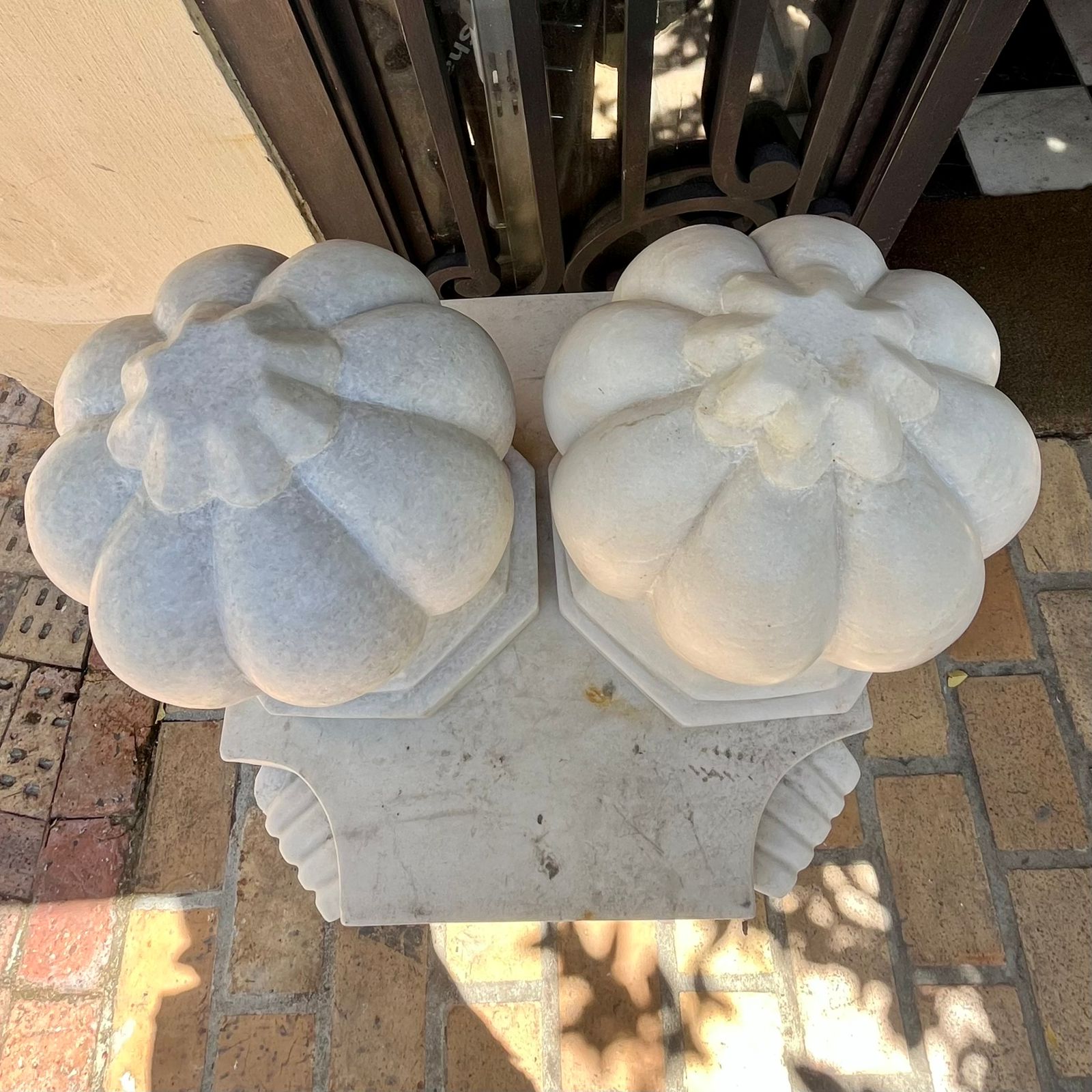 Pair of Carved Marble Finials