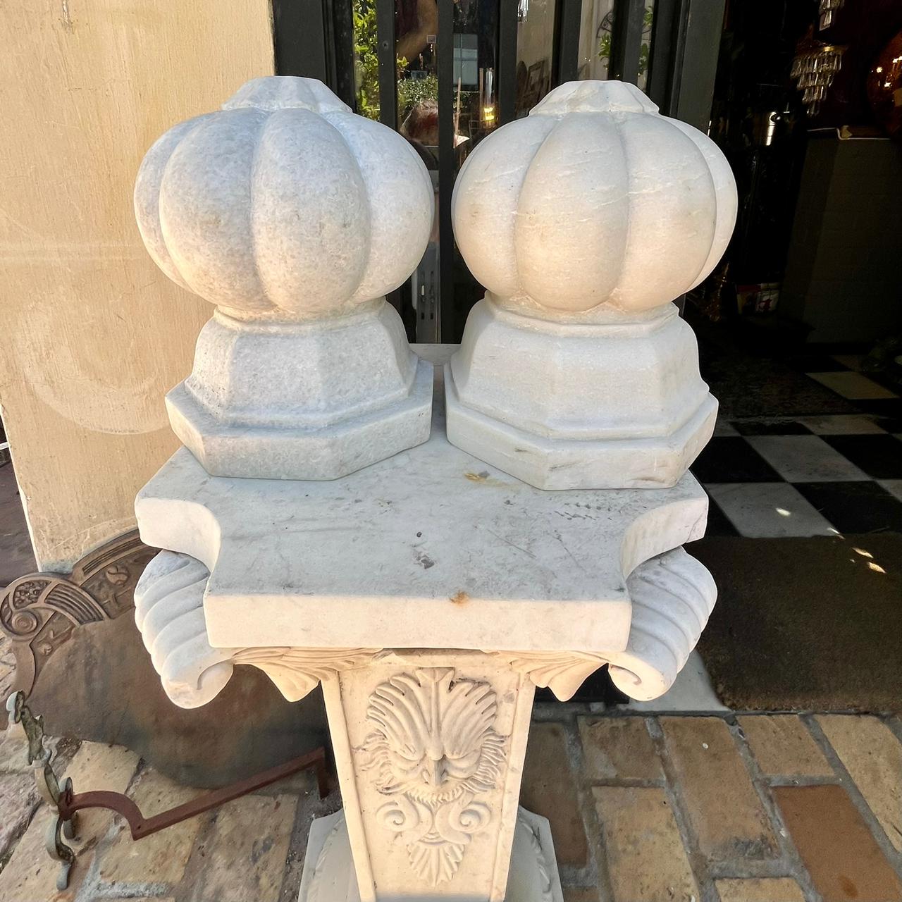 Pair of Carved Marble Finials