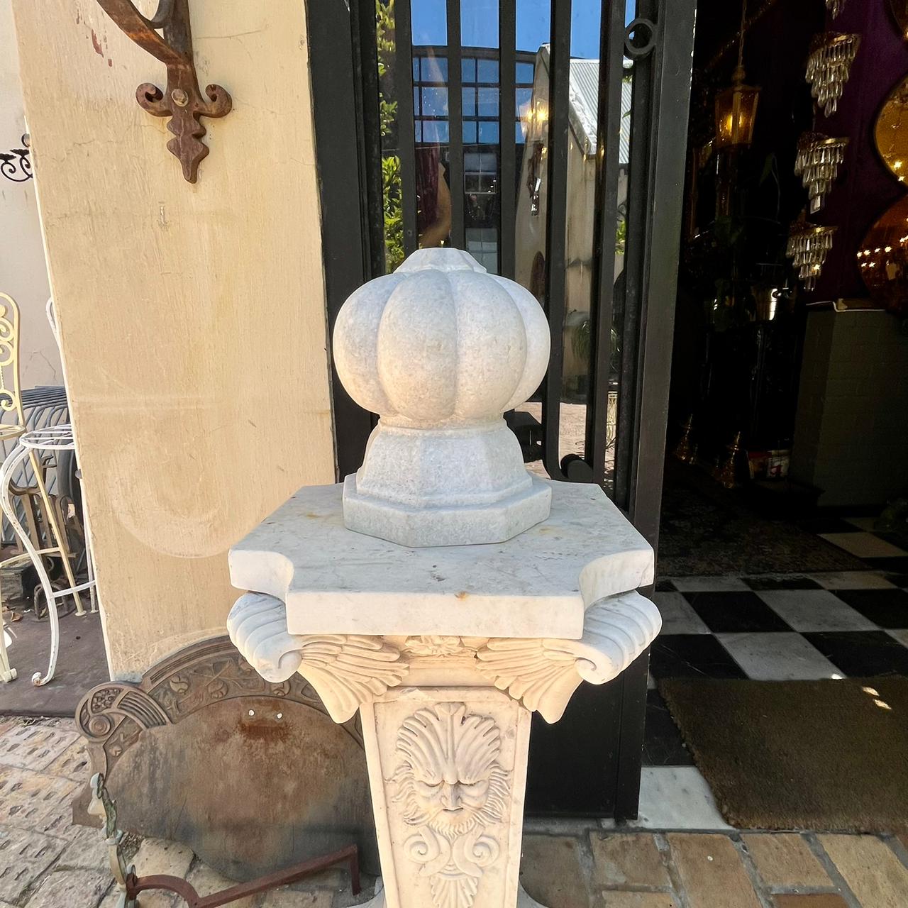 Pair of Carved Marble Finials