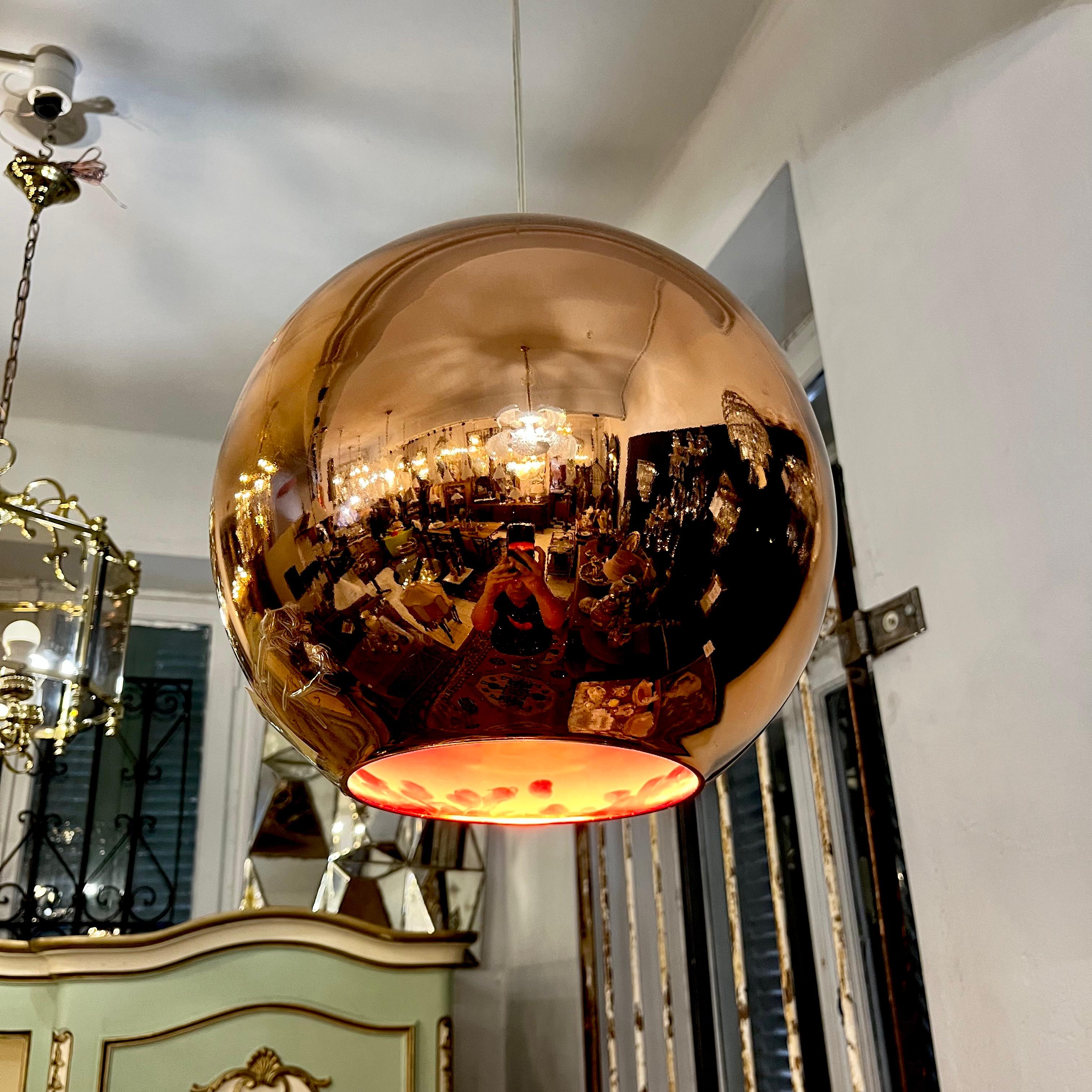 Single Copper Coloured Glass Pendant - SOLD