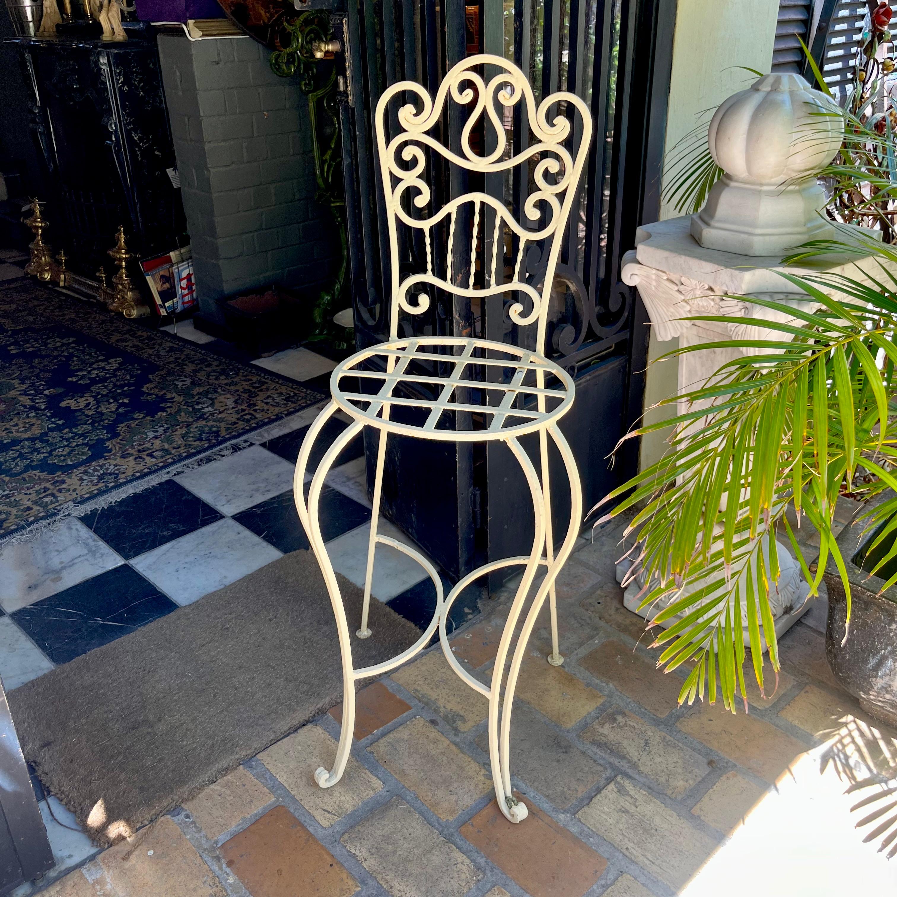 Wrought Iron Scroll-Back Bar Chair