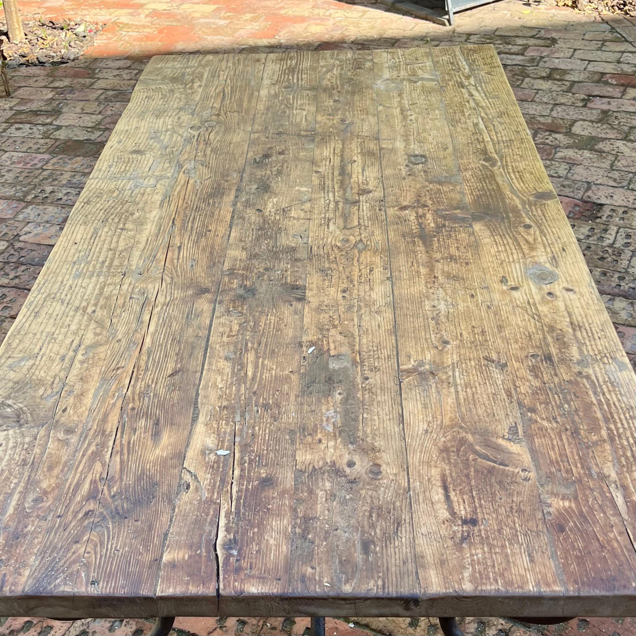 Rustic Wood and Wrought Iron Dining &amp; Coffee Tables, European, Late 20th Century