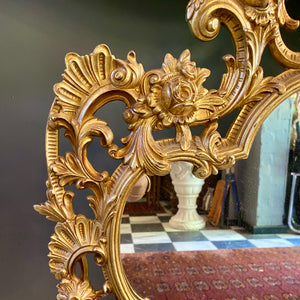 Elegant Antique Gilt Brass Console and Mirror