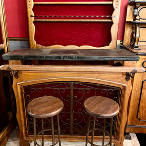 Antique Oak Bar with Stools