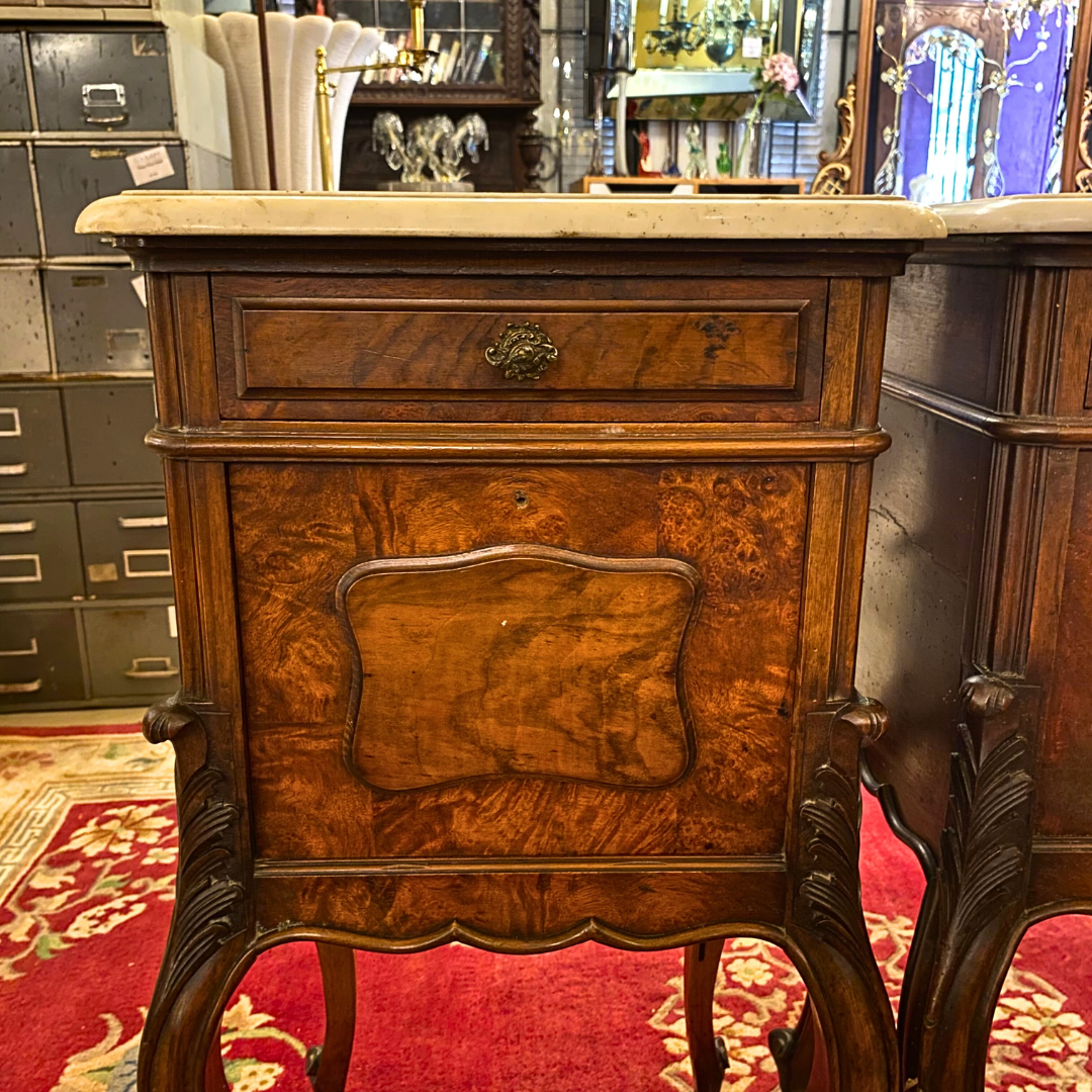 Pair of Antique Rosewood & Marble Pedestals - SOLD