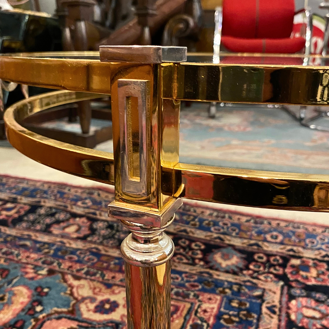 Vintage Polished Brass & Glass Coffee Table