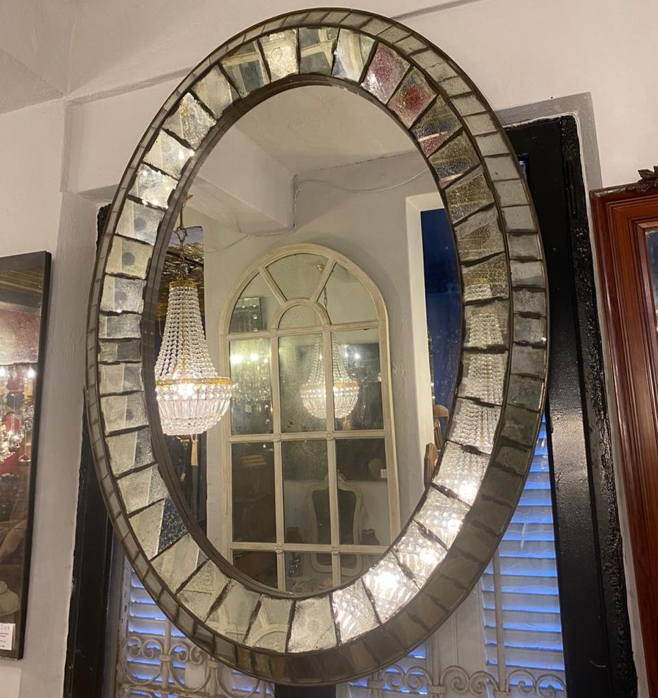 Aged Oval Mirror