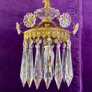 Very Large Gilt Metal and Crystal Chandelier - SOLD