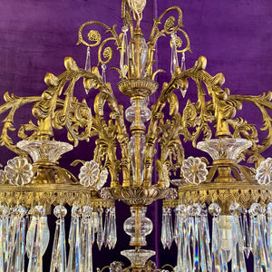 Very Large Gilt Metal and Crystal Chandelier - SOLD