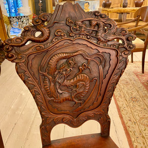 Pair of Antique Hand Carved Asian Chairs - SOLD