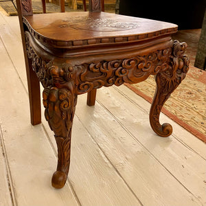 Pair of Antique Hand Carved Asian Chairs - SOLD