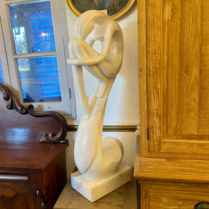 Elegant Carved White Marble Lady - SOLD