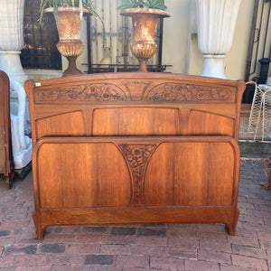 Stunning Mahogany Bed with Carved Floral Detail - double