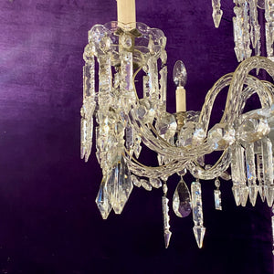 Very Rare 1930's Bohemian Czeckoslovakian Glass and Crystal Chandelier with Original Crystals