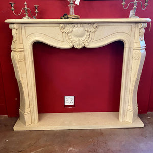 Very Elegant Creme Marble Fireplace Surround - SOLD