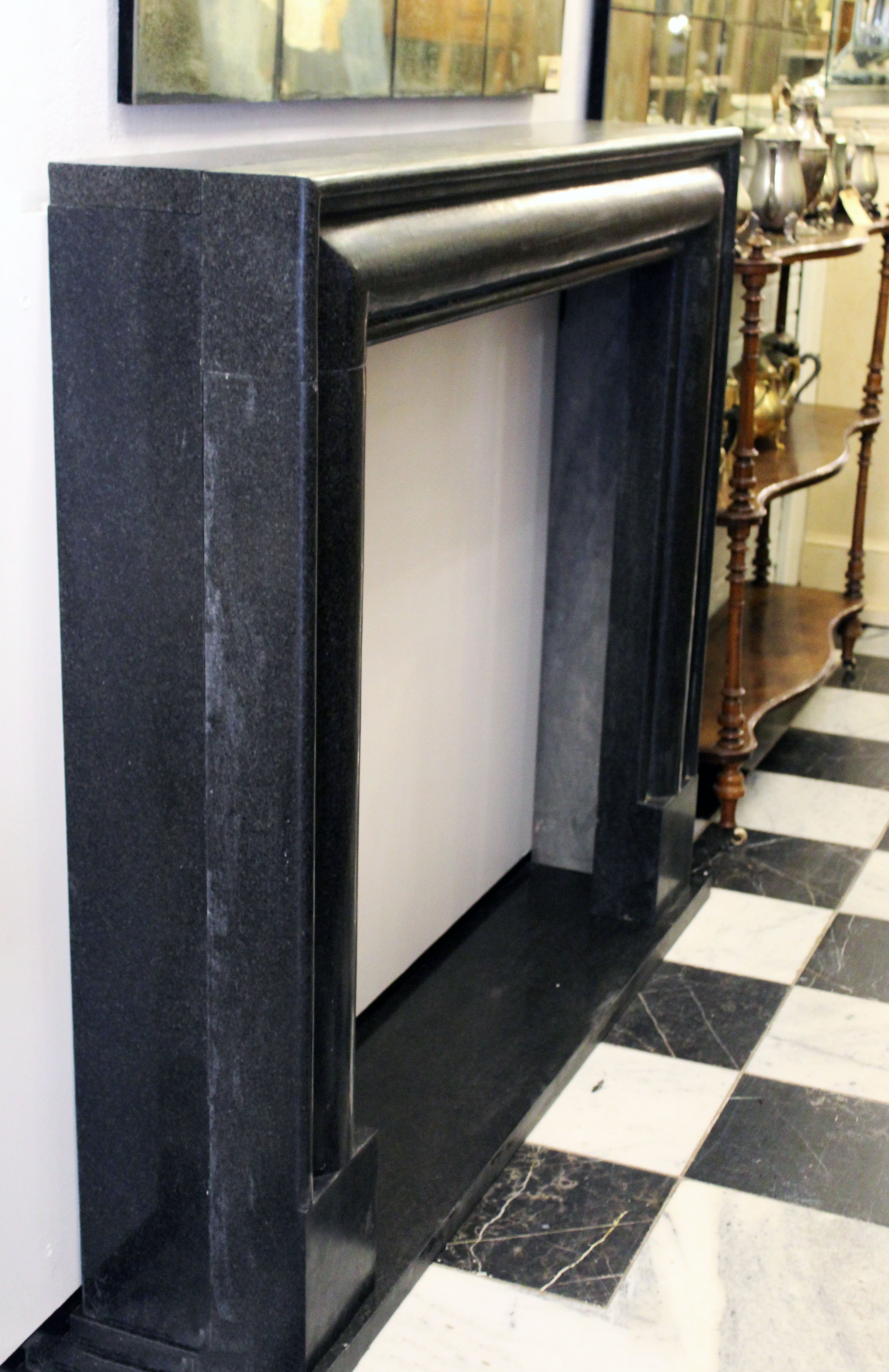 Straight Cut Black Marble Fire Surround - SOLD