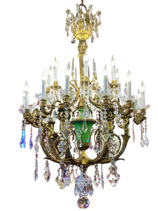 MAGNIFICENT Antique Mazarine Chandelier with Original Crystals