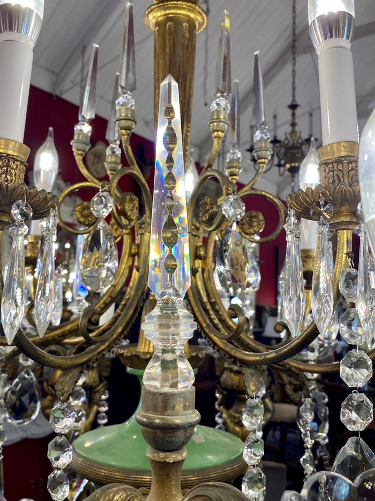 MAGNIFICENT Antique Mazarine Chandelier with Original Crystals