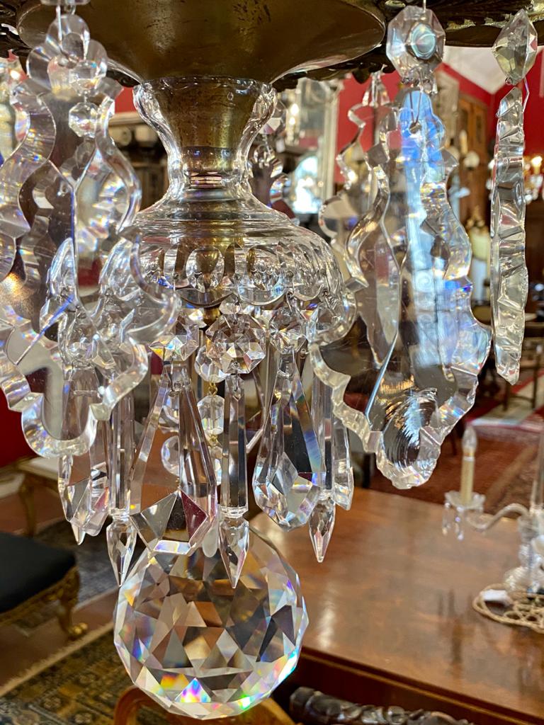 MAGNIFICENT Antique Mazarine Chandelier with Original Crystals