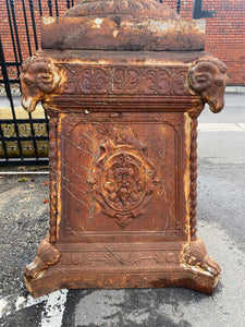 Pair of Magnificent Antique Cast Iron Urns with Plinths - SOLD