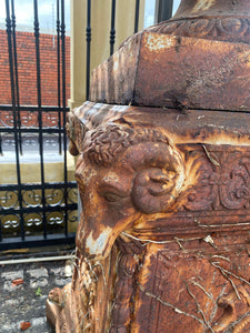 Pair of Magnificent Antique Cast Iron Urns with Plinths - SOLD