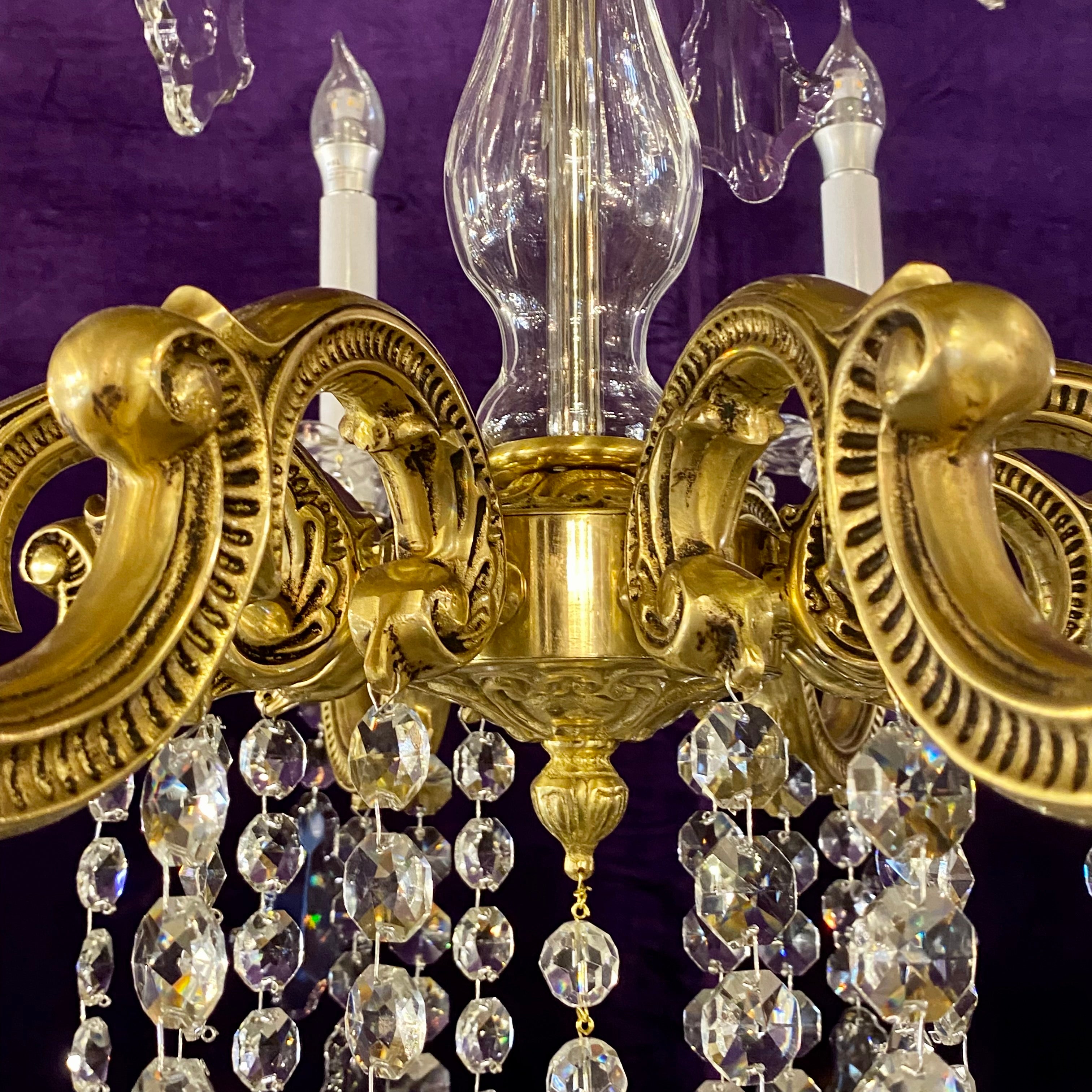 Tall Delos Eight Arm Crystal Chandelier