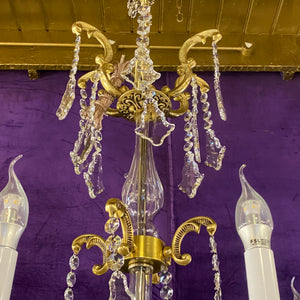 Tall Delos Eight Arm Crystal Chandelier