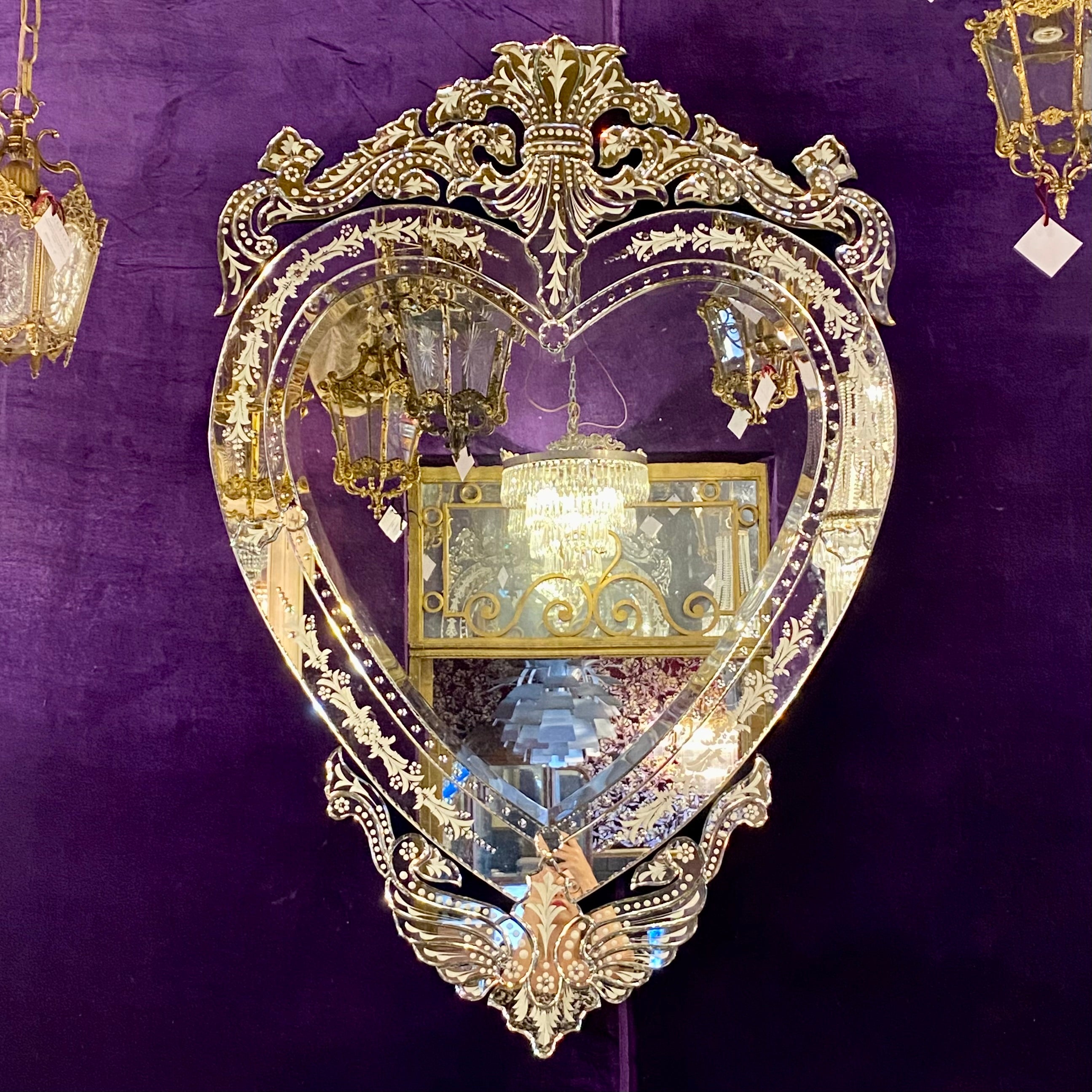 Large Heart Shaped Venetian Mirror