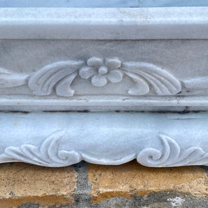 Beautifully Hand Carved White Marble Basin/Planter - SOLD