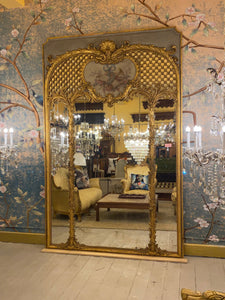 Antique French Trumeau Mirror with Gilt Details - SOLD