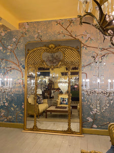 Antique French Trumeau Mirror with Gilt Details - SOLD