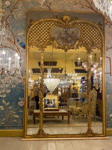 Antique French Trumeau Mirror with Gilt Details - SOLD