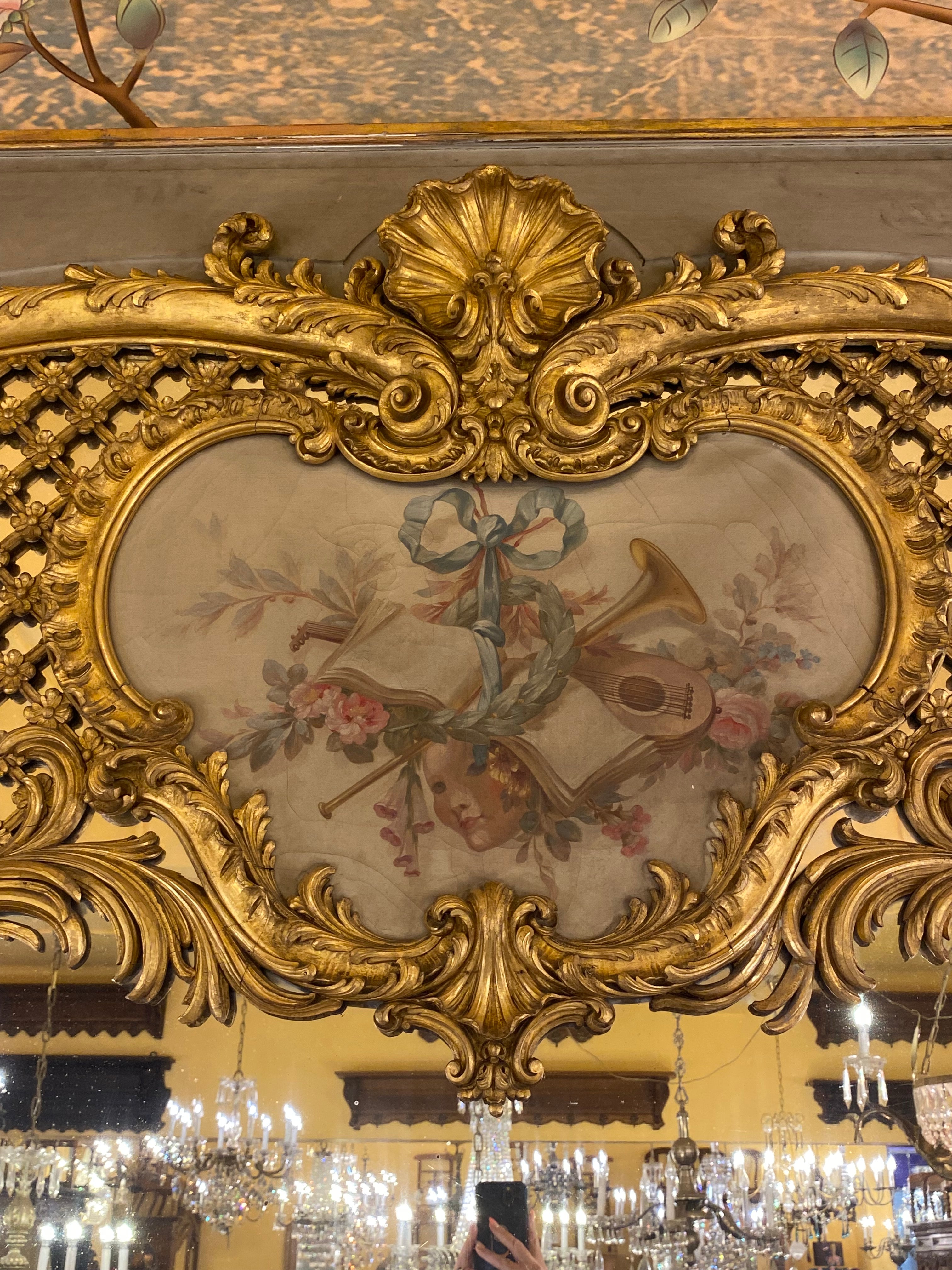 Antique French Trumeau Mirror with Gilt Details - SOLD