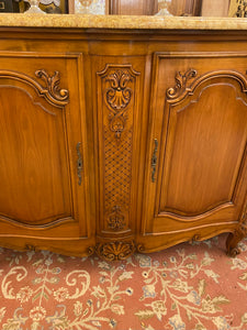 Antique French Walnut Server with Snails Feet & Marble Top -SOLD