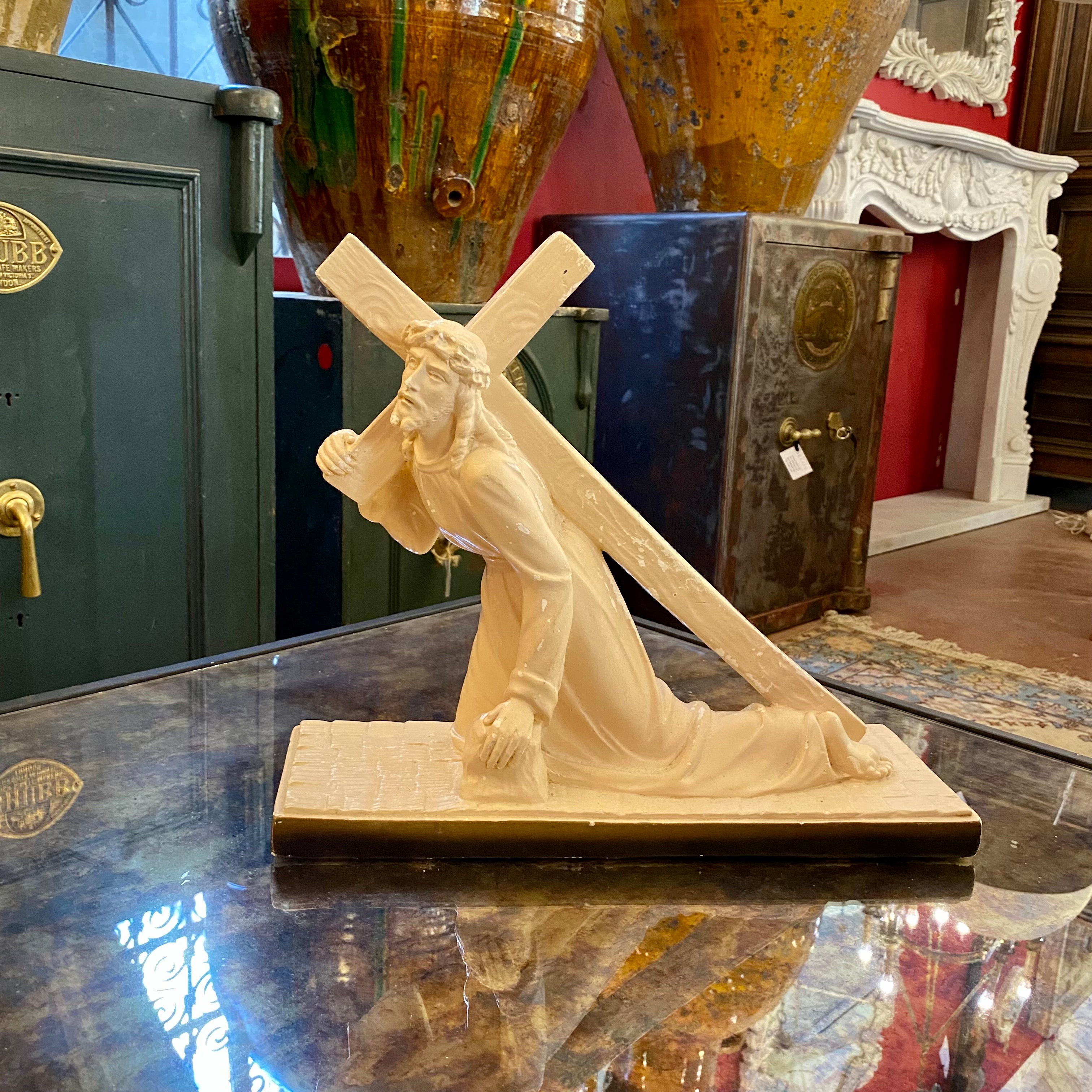 Statue of Jesus with Cross - SOLD