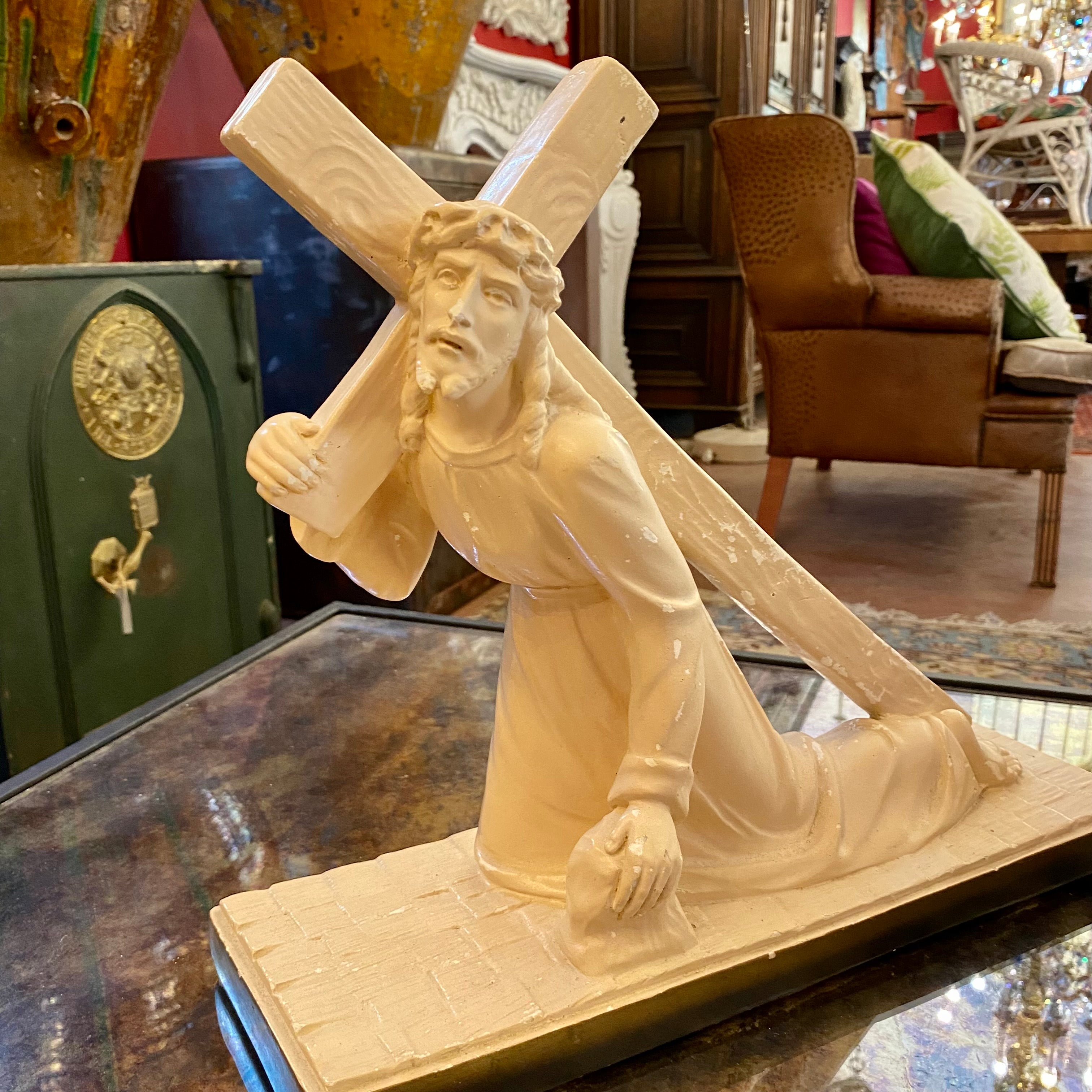 Statue of Jesus with Cross - SOLD