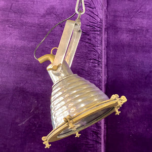 Vintage Aluminium & Brass Ship's Deck Light - SOLD