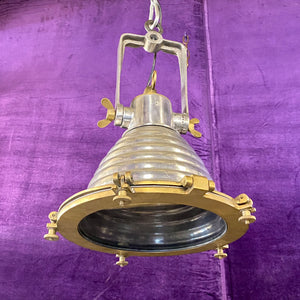 Vintage Aluminium & Brass Ship's Deck Light - SOLD