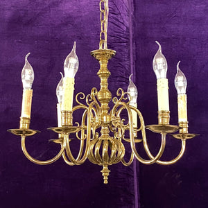 Unusual Antique Twist Brass Flemish Chandelier