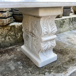 White Marble Bench with Carved Legs - SOLD