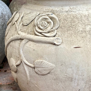 Terracotta Pot with Rose Detail - SOLD