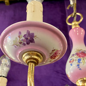 Vintage Pink Delft Chandelier