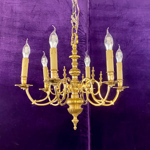 Polished Brass French Chandelier - SOLD