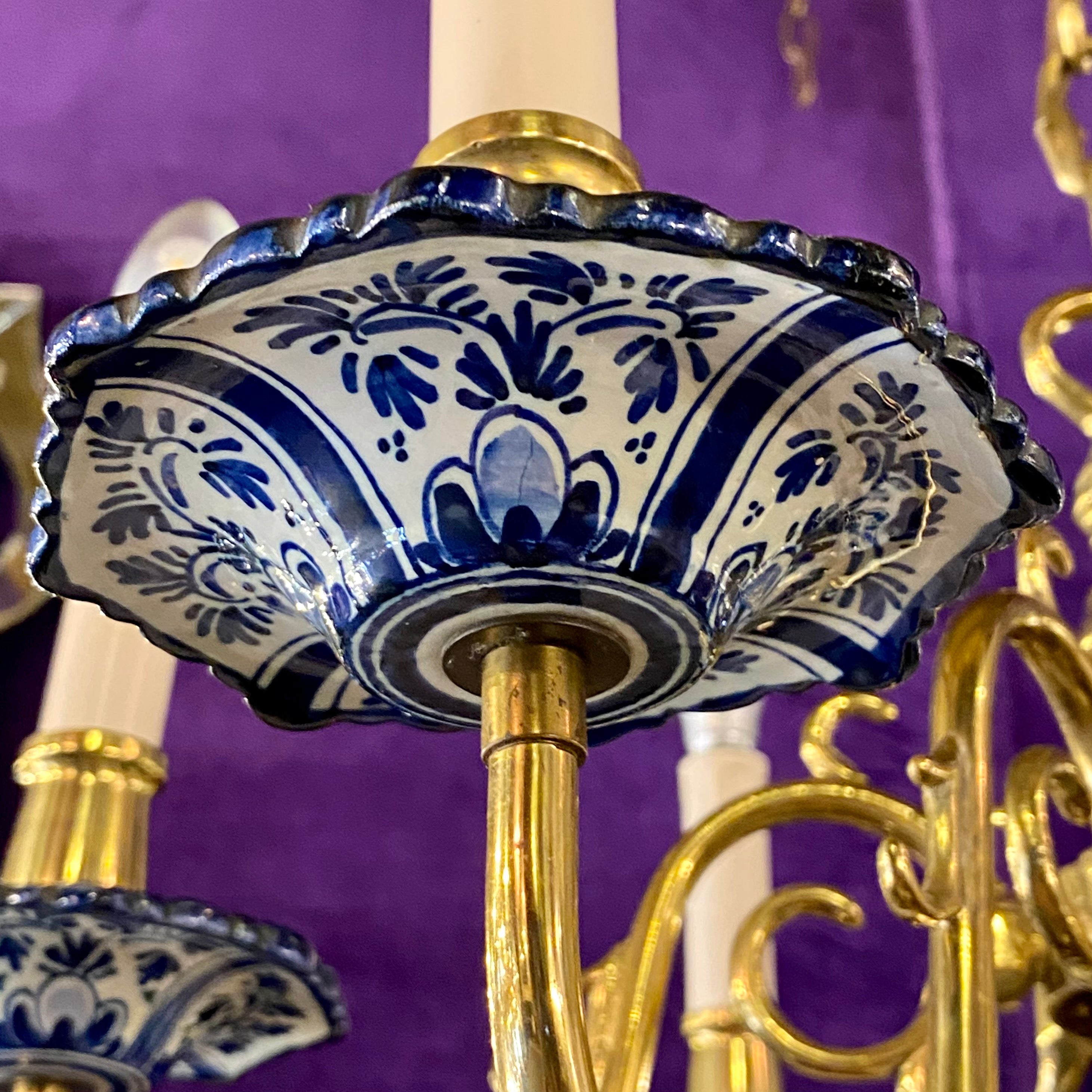 Hand Painted Delft Chandelier - SOLD